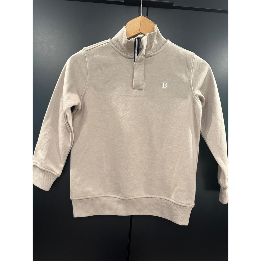 B by Brooks Brothers Kids Sand Beige Quarter Zip Sweatshirt 25FQB06T06Y Size 8Y